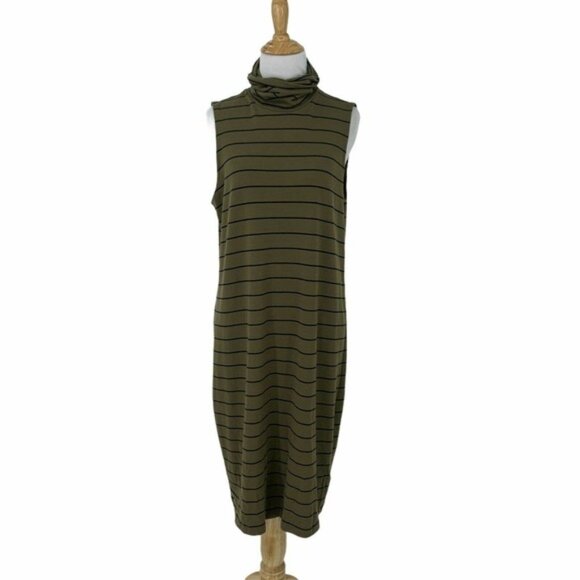 Old Navy Dresses & Skirts - Old Navy Turtleneck Shift Dress Women Size M Stripe Sleeveless Knit Knee Length